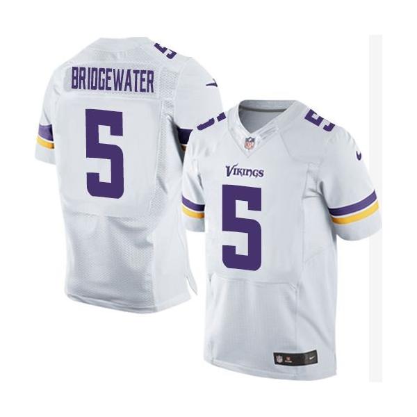 [Elite] Bridgewater Minnesota Football Team Jersey -Minnesota #5 Teddy Bridgewater Jersey (White, new)