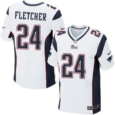 [Elite] Fletcher New England Football Team Jersey -New England #24 Bradley Fletcher Jersey (White)