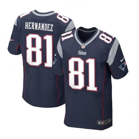 [Elite] Hernandez New England Football Team Jersey -New England #81 Aaron Hernandez Jersey (Blue)