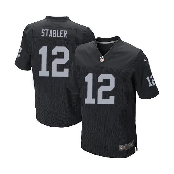 [Elite] Stabler Oakland Football Team Jersey -Oakland #12 Kenny Stabler Jersey (Black)