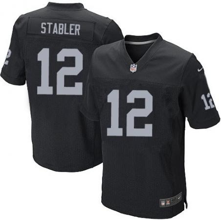 [Elite] Stabler Oakland Football Team Jersey -Oakland #12 Kenny Stabler Jersey (Black)