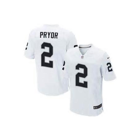 [Elite] Pryor Oakland Football Team Jersey -Oakland #2 Terrelle Pryor Jersey (White)