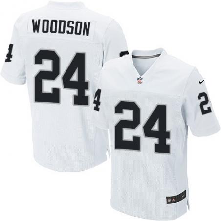 [Elite] Woodson Oakland Football Team Jersey -Oakland #24 Charles Woodson Jersey (White)