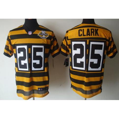 [Elite] Clark Pittsburgh Football Team Jersey -Pittsburgh #25 Ryan Clark Jersey (Yellow 80 Seasons)