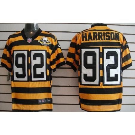 [Elite] Harrison Pittsburgh Football Team Jersey -Pittsburgh #92 James Harrison Jersey (Yellow 80 Seasons)