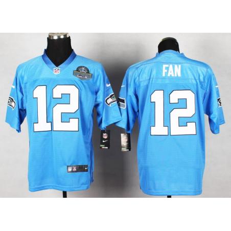 [Elite] Fan Seattle Football Team Jersey -Seattle #12 12th Fan Jersey (Flag Blue, Champions Patch)