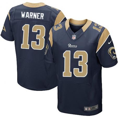 [Elite] Warner St. Louis Football Team Jersey -St. Louis #13 Kurt Warner Jersey (Blue)