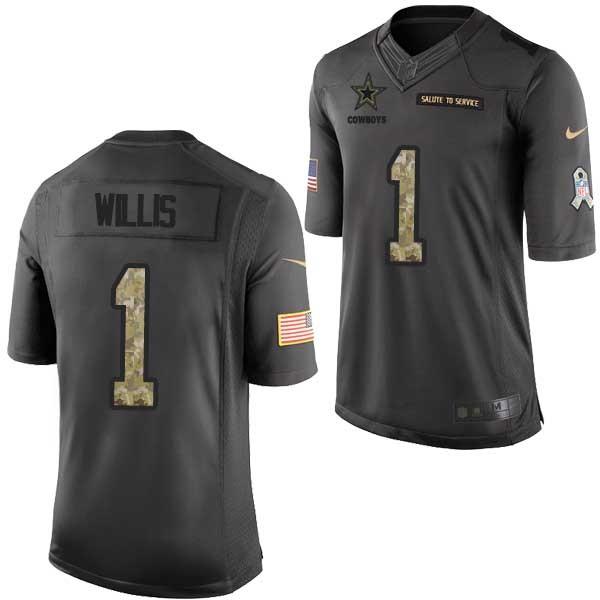 [Mens/Womens/Youth]Willis Dallas Football Team Jerseys -Dallas #1 Ken Willis Salute To Service Jersey