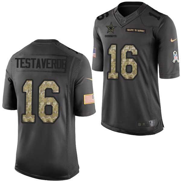 [Mens/Womens/Youth]Testaverde Dallas Football Team Jerseys -Dallas #16 Vinny Testaverde Salute To Service Jersey