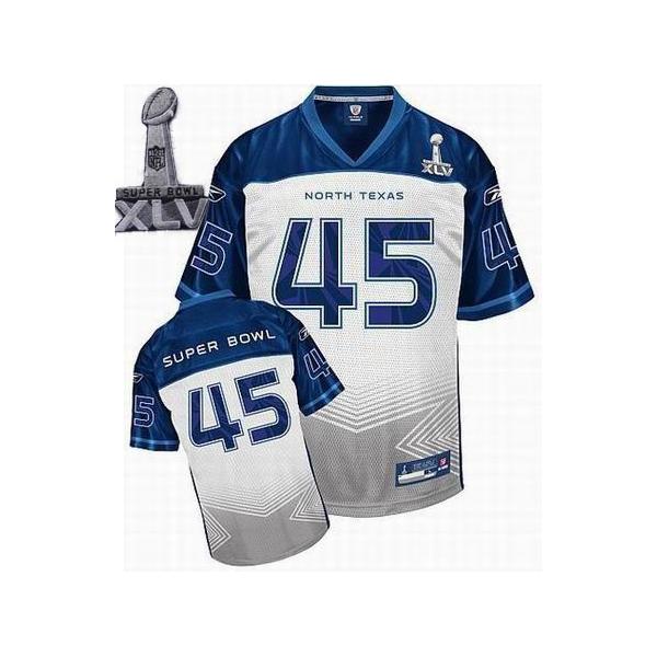 SUPER BOWL North Texas Football Jersey - 2011 Super Bowl XLV North Texas #45 Football Jersey(White)