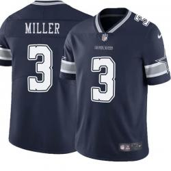 Navy Jim Miller Cowboys #3 Stitched American Football Jersey Custom Sewn-on Patches Mens Womens Youth