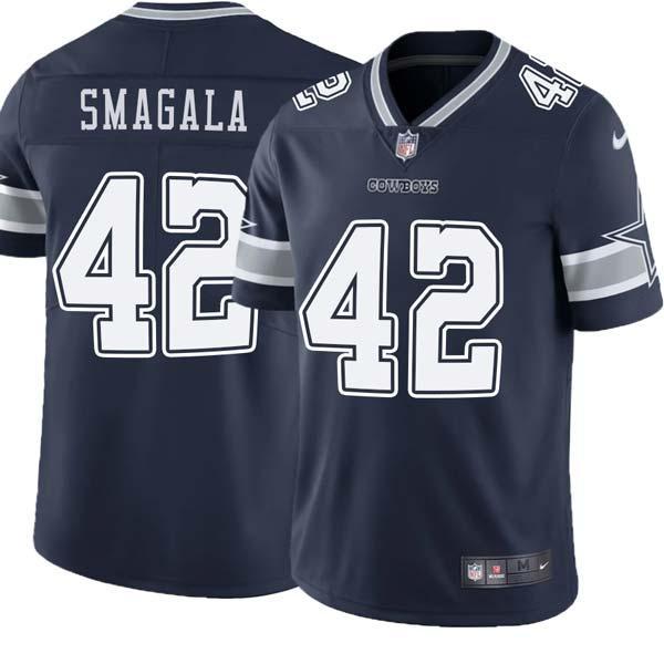 Navy Stan Smagala Cowboys #42 Stitched American Football Jersey Custom Sewn-on Patches Mens Womens Youth