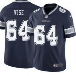 Navy Daniel Wise Cowboys #64 Stitched American Football Jersey Custom Sewn-on Patches Mens Womens Youth