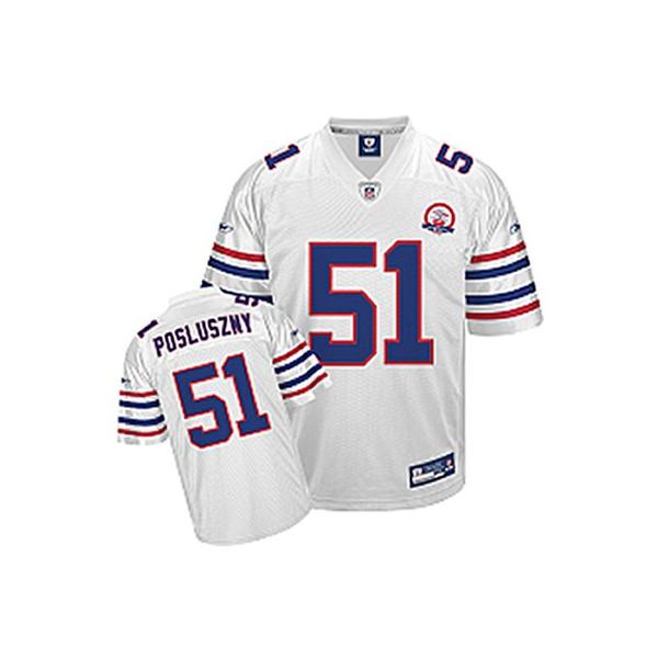 Paul Posluszny Buffalo Football Jersey - Buffalo #51 Football Jersey(Full White With 50th Patch)