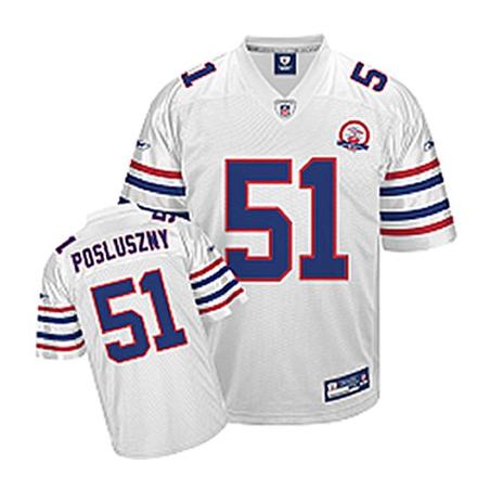 Paul Posluszny Buffalo Football Jersey - Buffalo #51 Football Jersey(Full White With 50th Patch)