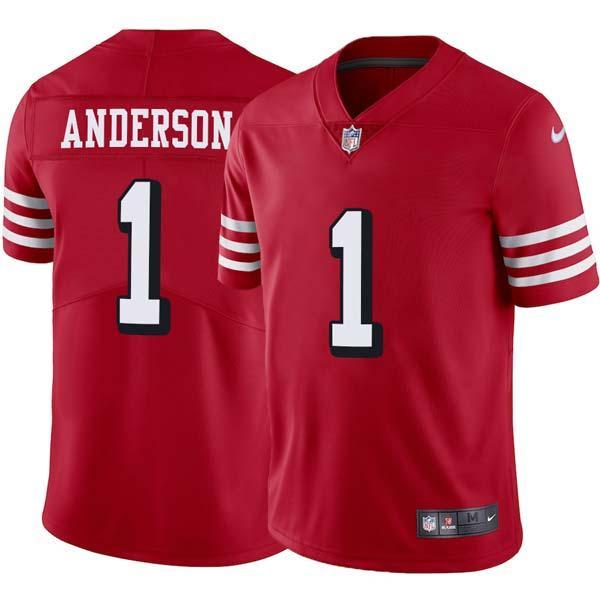 Red Throwback Gary Anderson 49ers Jersey Custom Sewn-on Patches Mens Womens Youth