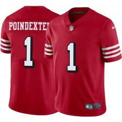 Red Throwback Shawn Poindexter 49ers Jersey Custom Sewn-on Patches Mens Womens Youth