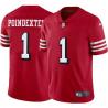 Red Throwback Shawn Poindexter 49ers Jersey Custom Sewn-on Patches Mens Womens Youth