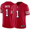 Red Throwback Noland Smith 49ers Jersey Custom Sewn-on Patches Mens Womens Youth