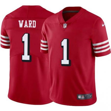 Red Throwback Jimmie Ward 49ers Jersey Custom Sewn-on Patches Mens Womens Youth