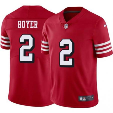 Red Throwback Brian Hoyer 49ers Jersey Custom Sewn-on Patches Mens Womens Youth