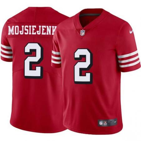 Red Throwback Ralf Mojsiejenko 49ers Jersey Custom Sewn-on Patches Mens Womens Youth