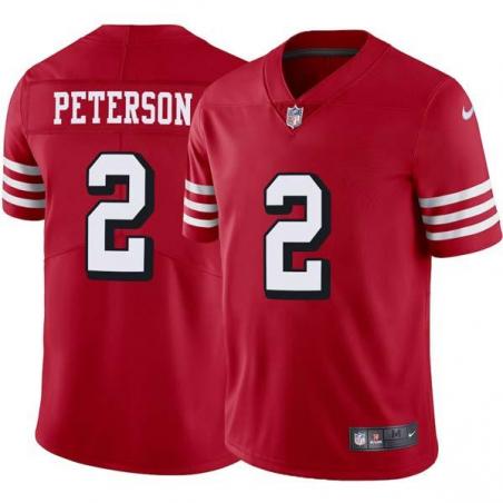 Red Throwback Todd Peterson 49ers Jersey Custom Sewn-on Patches Mens Womens Youth