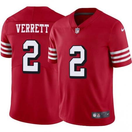 Red Throwback Jason Verrett 49ers Jersey Custom Sewn-on Patches Mens Womens Youth