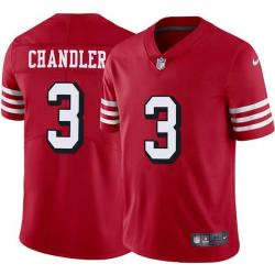 Red Throwback Jeff Chandler 49ers Jersey Custom Sewn-on Patches Mens Womens Youth