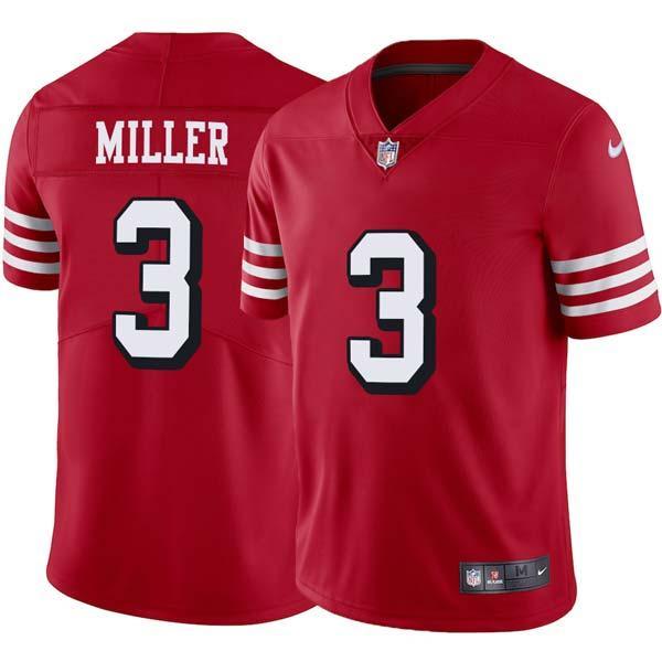 Red Throwback Jim Miller 49ers Jersey Custom Sewn-on Patches Mens Womens Youth