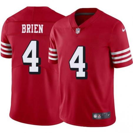 Red Throwback Doug Brien 49ers Jersey Custom Sewn-on Patches Mens Womens Youth