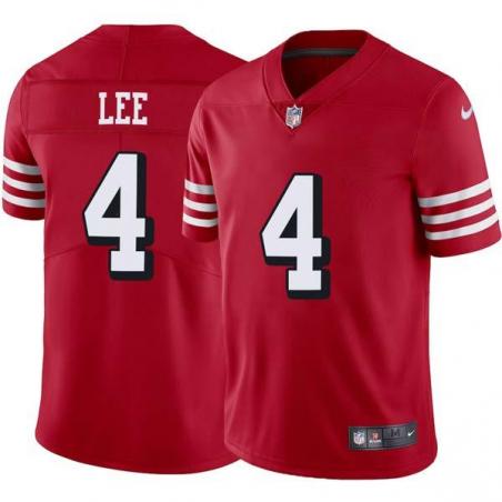 Red Throwback Andy Lee 49ers Jersey Custom Sewn-on Patches Mens Womens Youth