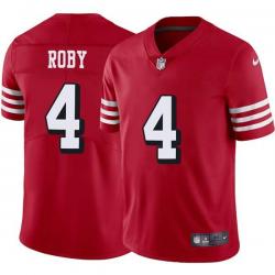 Red Throwback Reggie Roby 49ers Jersey Custom Sewn-on Patches Mens Womens Youth