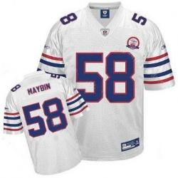 Aaron Maybin Buffalo Football Jersey - Buffalo #58 Football Jersey(Full White With 50th Patch)