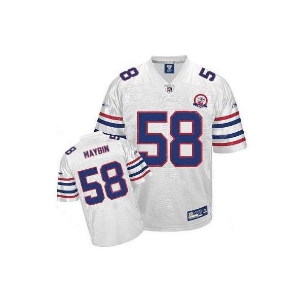 Aaron Maybin Buffalo Football Jersey - Buffalo #58 Football Jersey(Full White With 50th Patch)