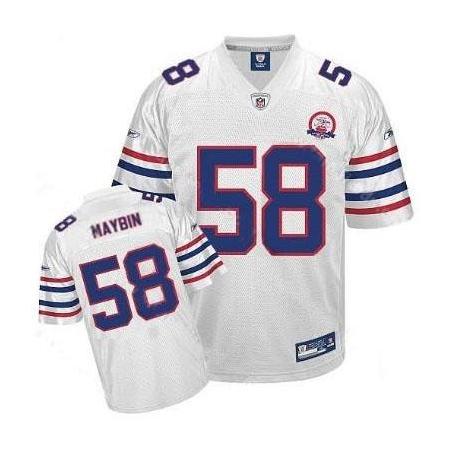 Aaron Maybin Buffalo Football Jersey - Buffalo #58 Football Jersey(Full White With 50th Patch)