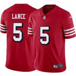 Red Throwback Trey Lance 49ers Jersey Custom Sewn-on Patches Mens Womens Youth