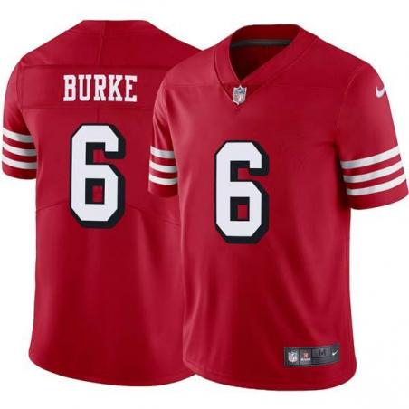 Red Throwback Don Burke 49ers Jersey Custom Sewn-on Patches Mens Womens Youth