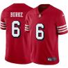 Red Throwback Don Burke 49ers Jersey Custom Sewn-on Patches Mens Womens Youth