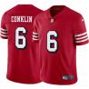 Red Throwback Cary Conklin 49ers Jersey Custom Sewn-on Patches Mens Womens Youth