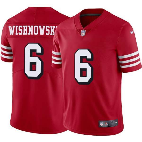 Red Throwback Mitch Wishnowsky 49ers Jersey Custom Sewn-on Patches Mens Womens Youth