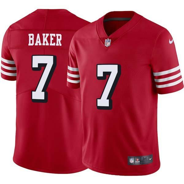 Red Throwback Jason Baker 49ers Jersey Custom Sewn-on Patches Mens Womens Youth