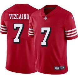 Red Throwback Tristan Vizcaino 49ers Jersey Custom Sewn-on Patches Mens Womens Youth