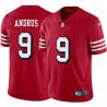 Red Throwback Shane Andrus 49ers Jersey Custom Sewn-on Patches Mens Womens Youth