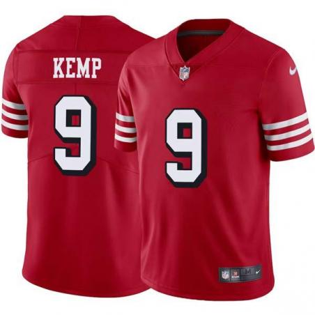 Red Throwback Jeff Kemp 49ers Jersey Custom Sewn-on Patches Mens Womens Youth