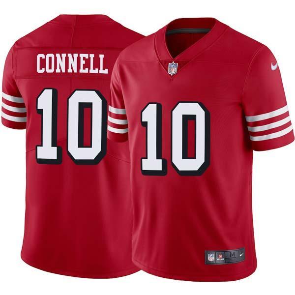 Red Throwback Mike Connell 49ers Jersey Custom Sewn-on Patches Mens Womens Youth