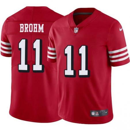 Red Throwback Jeff Brohm 49ers Jersey Custom Sewn-on Patches Mens Womens Youth