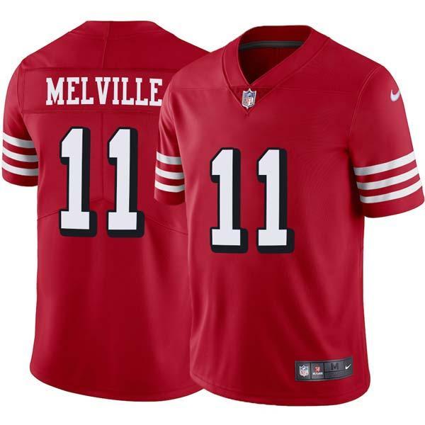 Red Throwback Dan Melville 49ers Jersey Custom Sewn-on Patches Mens Womens Youth