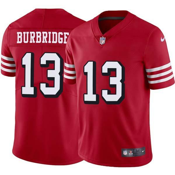 Red Throwback Aaron Burbridge 49ers Jersey Custom Sewn-on Patches Mens Womens Youth