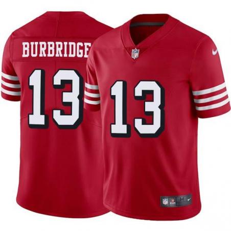 Red Throwback Aaron Burbridge 49ers Jersey Custom Sewn-on Patches Mens Womens Youth